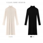 titivate高领毛衣女中长款宽松2019秋冬新款打底针织连衣裙过膝