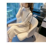 titivate高领毛衣女中长款宽松2019秋冬新款打底针织连衣裙过膝