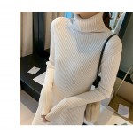 titivate高领毛衣女中长款宽松2019秋冬新款打底针织连衣裙过膝