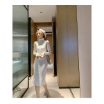 titivate高领毛衣女中长款宽松2019秋冬新款打底针织连衣裙过膝