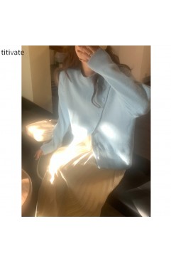 titivate复古羊毛衣女2021冬季新款圆领慵懒风宽松针织上衣