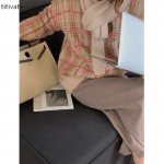 复古格子兔绒毛衣女装冬季新款慵懒风宽松上衣外套