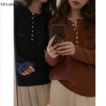 titivate羊毛针织衫女慵懒风2021秋冬新款简约圆领长袖上衣