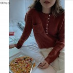 titivate羊毛针织衫女慵懒风2021秋冬新款简约圆领长袖上衣