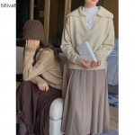 titivateV领毛衣外套女2021秋冬季新韩版宽松慵懒风针织上衣
