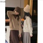 titivateV领毛衣外套女2021秋冬季新韩版宽松慵懒风针织上衣