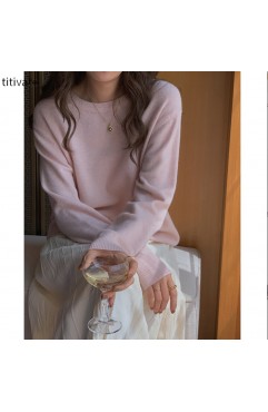 titivate毛衣女慵懒风2021秋冬新款圆领针织衫