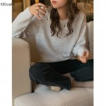 titivate毛衣女慵懒风2021秋冬新款圆领针织衫