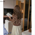 titivate慵懒风菱格毛衣女装秋冬新款宽松羊绒上衣