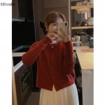 titivate【复活款 绝色】冬季复古短款毛针织羊绒开衫女2021麻花毛衣