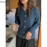 titivate羊绒毛衣外套女秋冬新款polo领慵懒风针织开衫上衣