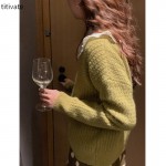 titivate早秋宽松外套女2021新款长袖慵懒风宽松毛针织上衣