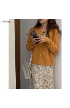 titivate早秋宽松外套女2021新款长袖慵懒风宽松毛针织上衣