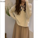 titivate早秋宽松外套女2021新款长袖慵懒风宽松毛针织上衣