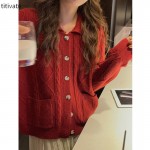 titivate复古羊绒衫女装2021秋冬季新款宽松毛针织上衣开衫