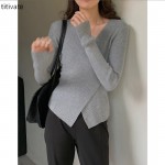 titivate针织开衫女秋季新款设计感小众坑条显瘦V领长袖上衣