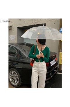 titivate长袖修身针织开衫女设计感2021新款V领上衣早秋外套