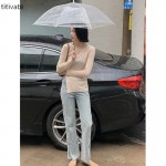 titivate开叉针织衫女设计感2021早秋新款修身圆领长袖上衣