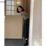titivate条纹针织衫女2021秋季新款宽松法式复古小众V领上衣
