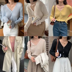 titivate羊毛针织开衫女2021秋季新款慵懒风长袖上衣外搭