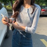titivate秋季长袖针织衫女圆领2021新款宽松慵懒上衣打底衫