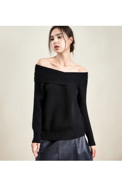 titivate毛衣女宽松慵懒风2020新款露肩毛衣女针织衫性感上衣