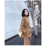titivate新款秋季针织套装女慵懒风宽松休闲收腰气质羊毛阔腿裤两件套