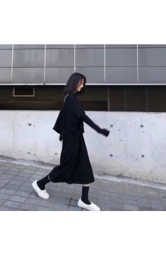 titivate新款女装森女系长袖毛衣裙少女风成熟轻熟风温柔连衣裙子