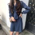 titivate2020早秋长袖连衣裙收腰显瘦韩版气质法式复古小清新针织毛衣裙女