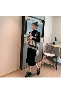 titivate针织两件套初秋洋气显高时髦毛衣裙女宽松2020新款套装女