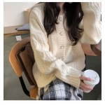 titivate秋冬复古麻花软奶温柔日系毛衣女宽松外穿开衫外套针织慵懒风