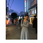 titivate毛衣2020秋季气质女神v领性感红色针织连衣裙毛衣裙