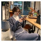 titivate毛衣针织衫新款假两件上衣时尚百搭休闲收口针织裤套装