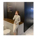 titivate打底针织连衣裙女2019新款秋冬装韩版中长款过膝毛衣裙