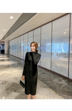 titivate打底针织连衣裙女2019新款秋冬装韩版中长款过膝毛衣裙
