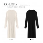 titivate打底针织连衣裙女2019新款秋冬装韩版中长款过膝毛衣裙